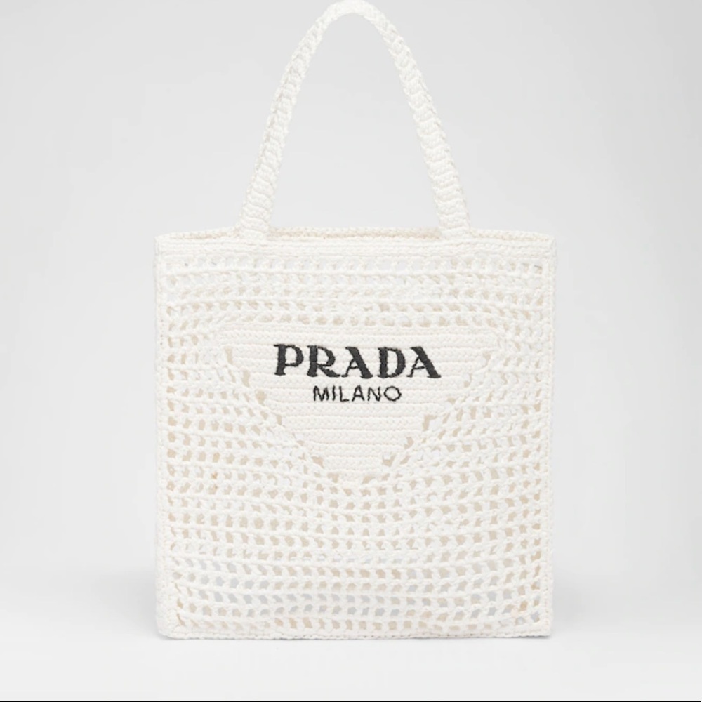 Popular Prada Raffia Tote in White! Best seller sold out everywhere!